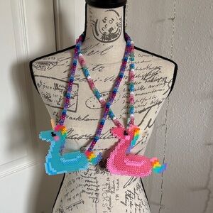 Colorful Beaded Unicorn Floatie Necklaces rave dance festival fun